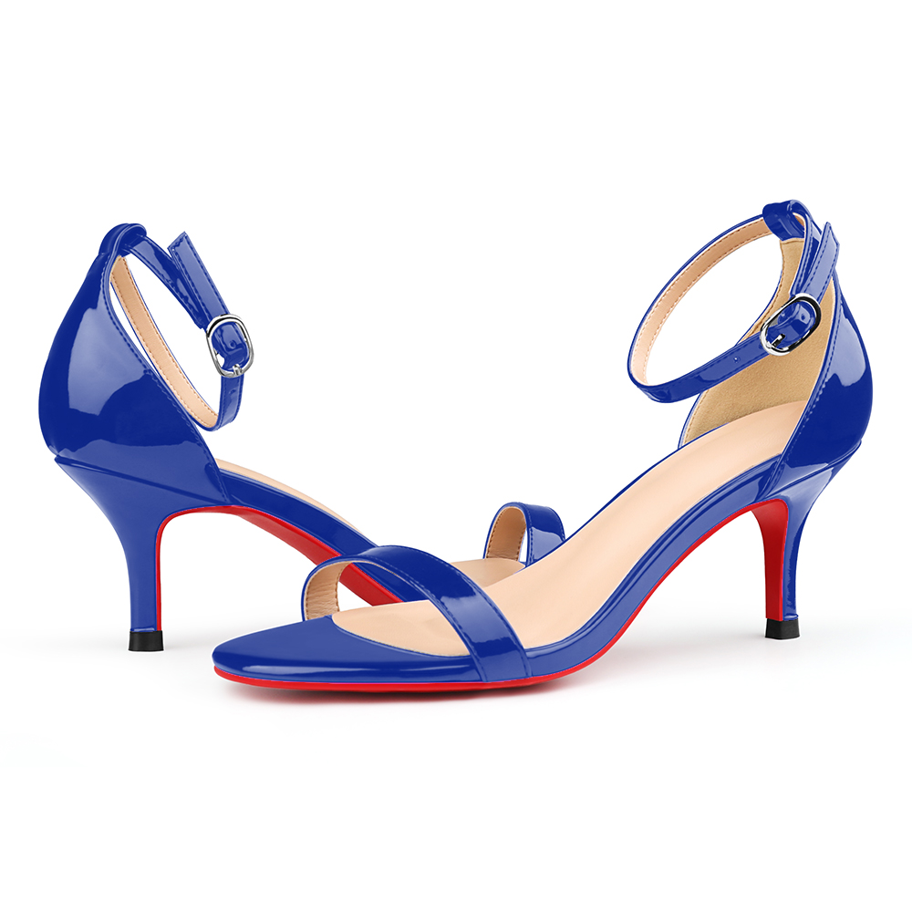 65mm Women's Sandals Red Bottom High Heels Open Toe Ankle Strap  Shoes-MERUMOTE