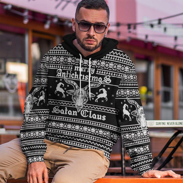 Unisex Black Ugly Christmas Sweaters 3D Print Hoodies