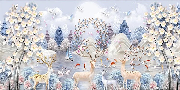  Snow Fairy Deer 80*40CM (Canvas) Full Round Drill Diamond Painting gbfke