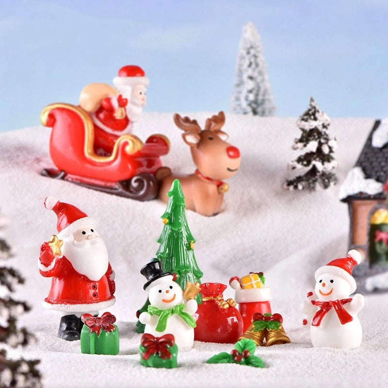 Christmas Cartoon Style Christmas Tree Santa Claus Snowman Resin Holiday Festival
