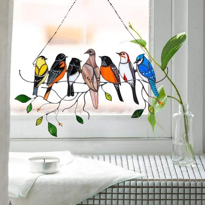 Meladen™ Vögel Glasmalerei Fensterbehänge🎁Muttertag Absatzförderung🐦