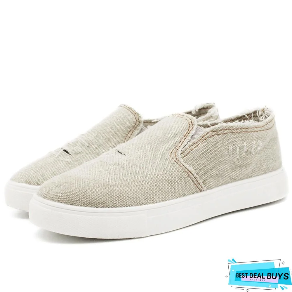 Women Denim Canvas Casual Platform Breathable Footwear Classic Loafers A Pedal Lazy Sneakers Shoes