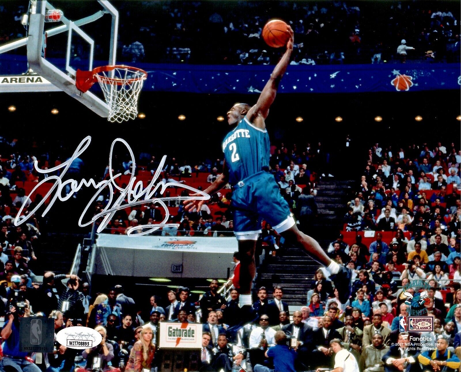 Larry Johnson autographed signed 8x10 Photo Poster painting NBA Charlotte Hornets JSA Witness