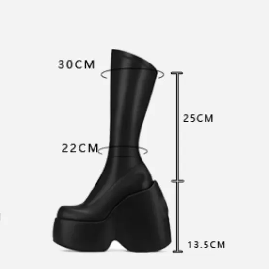 Yyvonne Women Motorcycle Boots Strange Style High Heels Platform Woman Over The Knee High Boots Party Club Platform Boots Platform Shoes