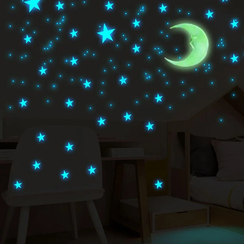 100 Pcs 3cm Luminous Stars Wall Stickers Glow In The Dark Stars For Kids Baby Room Living Room DIY Wall Art Home Decor Stickers