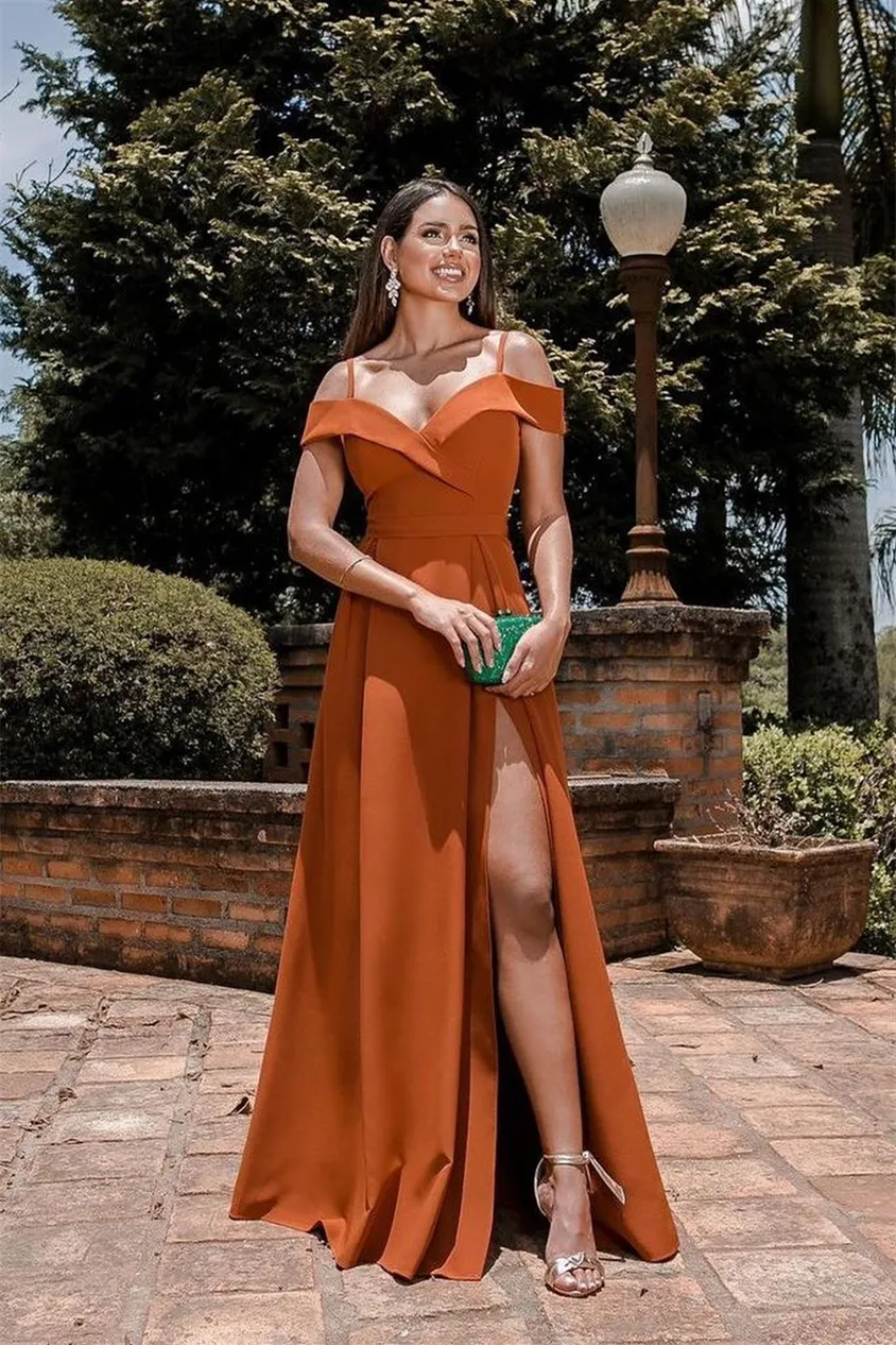 orange off the shoulder maxi dress Final Sale Plus Size Frill Tiered with Slit in Burnt Tomato Red 5% spandex Maxi Dress Burnt Orange Off