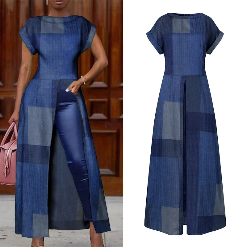 Elegant Leopard Print Blouse Women Tunic VONDA 2022 Female Tops Vintage Long Shirts Office Holiday Split Party Blusas Femininas