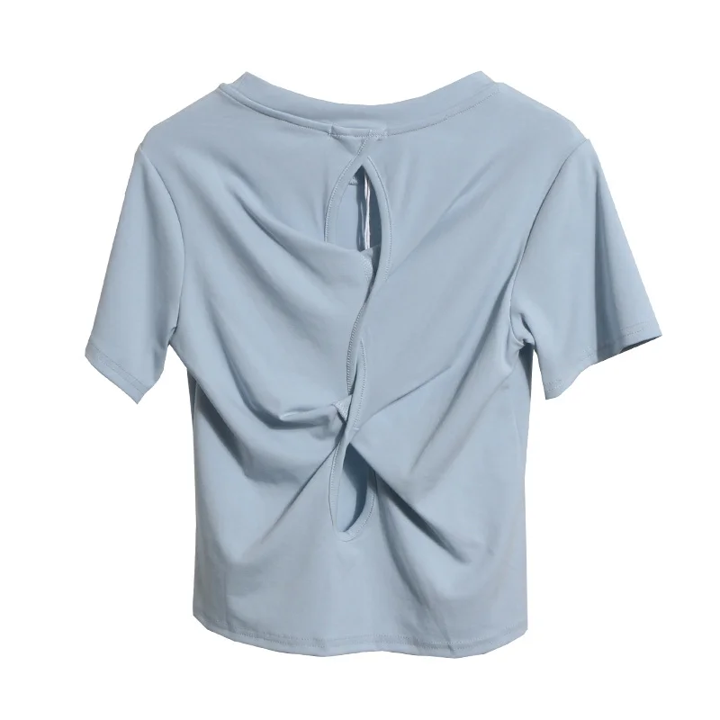 Uveng Design-Sense Short-Sleeved Back Hollow T-Shirt For Women's Summer New Body-Repair Short Small Shirt 87695