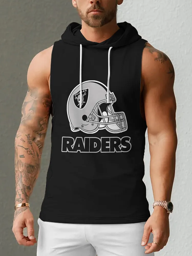 Las Vegas Raiders Men's  Casual Comfy Sleeveless Hooded Tank Top