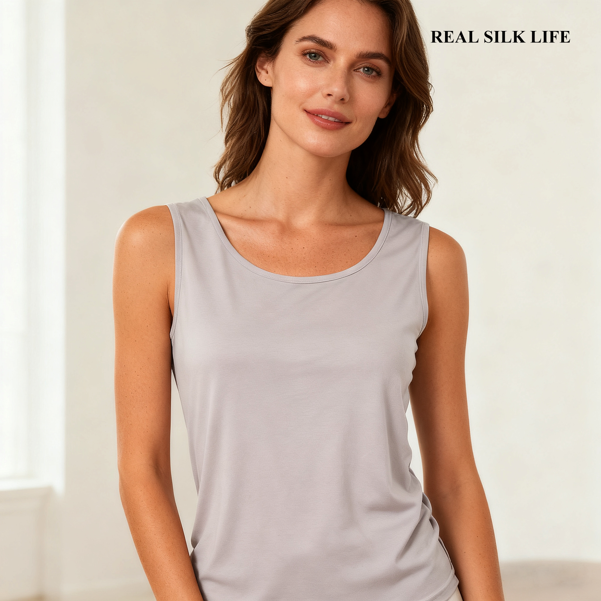 REAL SILK LIFE Silk Tank Tops Cool And Breathable Style REAL SILK LIFE
