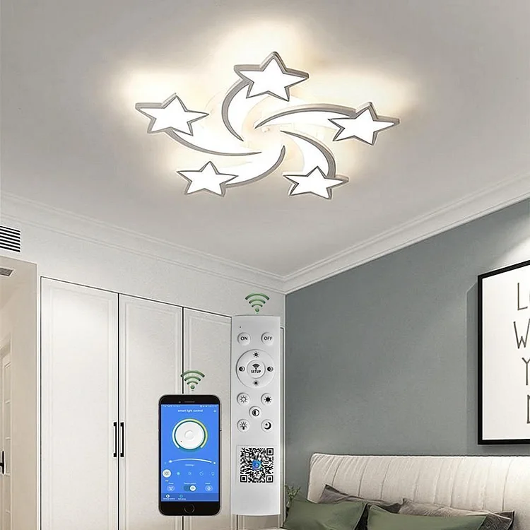 5 Star Shapes Novelty Style Design Flush Mount Lighting LED Ceiling Light - Appledas