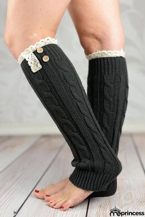 Lace Rim Braided Leg Warmers Lace Rim