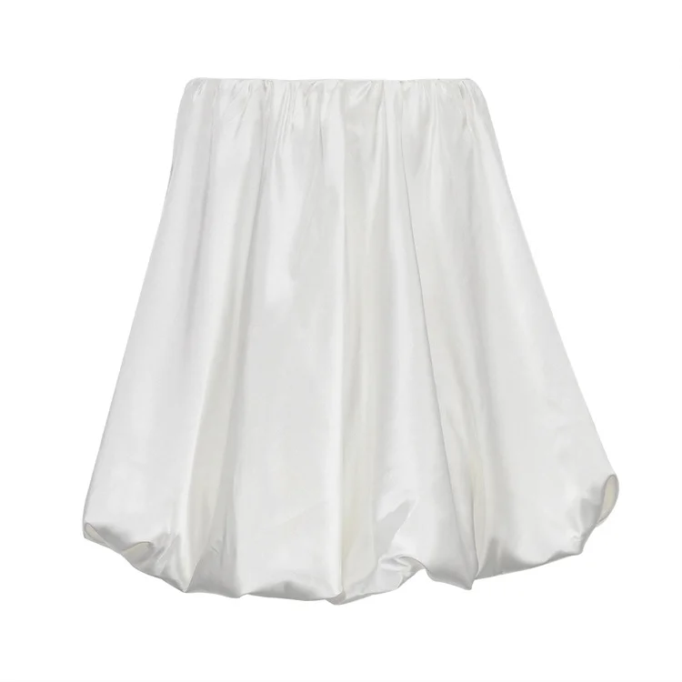 Ueong Ueong Women's Summer New White Pleated Skirt Shows Thin Satin High-Waisted Skirt Temperament Fashion Short Skirt