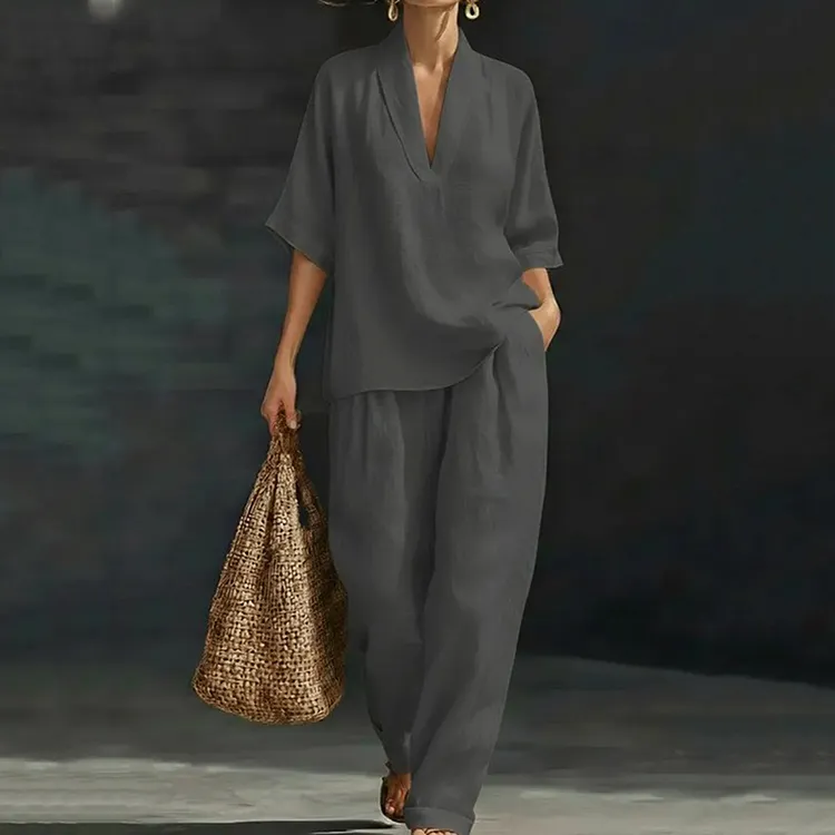 Women's Casual Cozy Minimalist Linen Two-piece Set