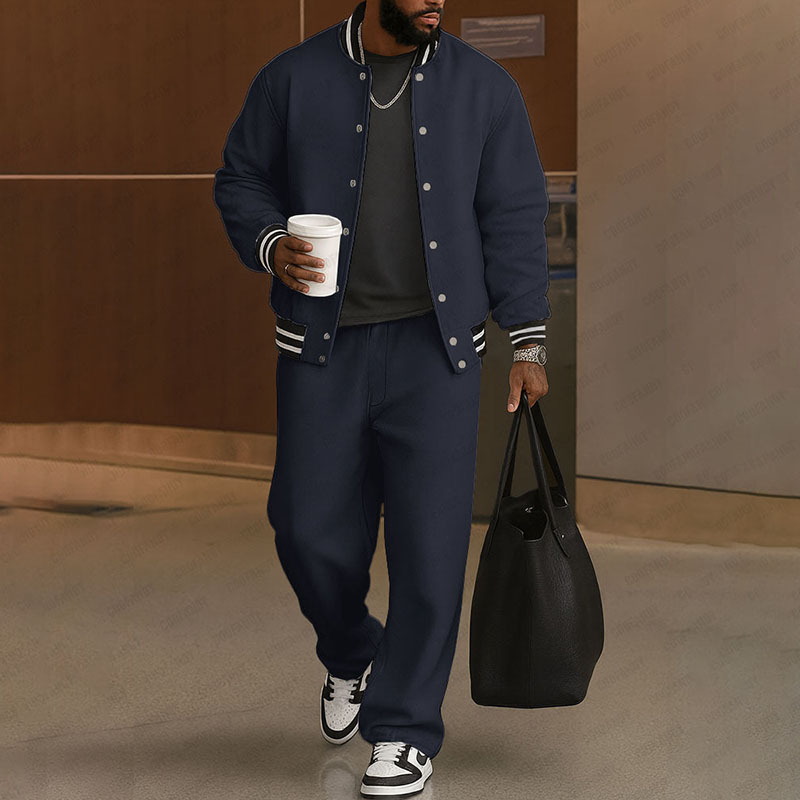 Classic Striped Trim Jacket & Pants Set | Stylish Men&rsquo;s Casual Outfit