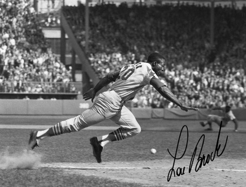 Lou Brock Signed Photo Poster painting 8x10 rp Autographed St Louis Cardinals