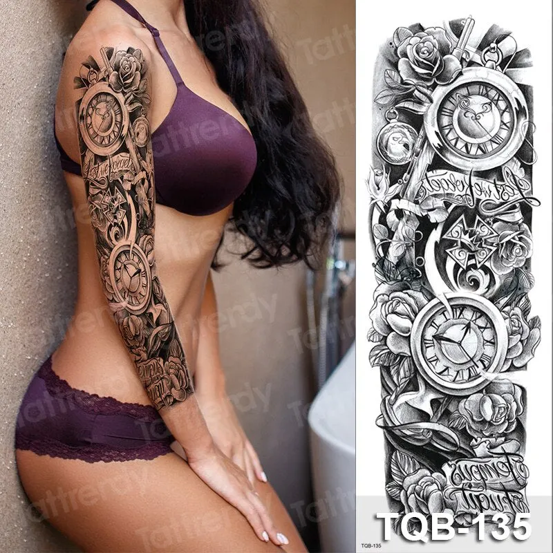 large temporary tattoos women thigh leg tattoo sleeve pattern waterproof tatoo sticker body art sexy tatoo fake water sheet