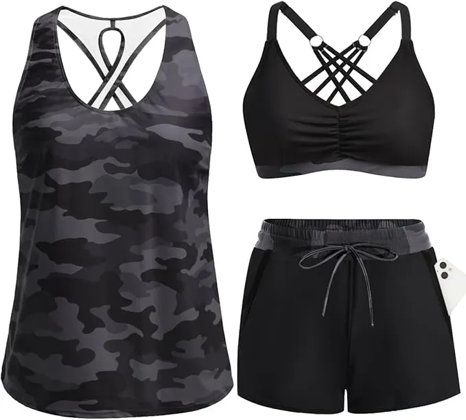 ⏰LAST DAY 49% OFF - 3 Piece Tankini with Shorts 🔥