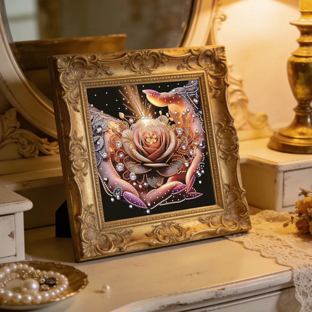 Rose in Hand Special Shaped 5D DIY Partial Drill Diamond Painting Kit 30x30cm