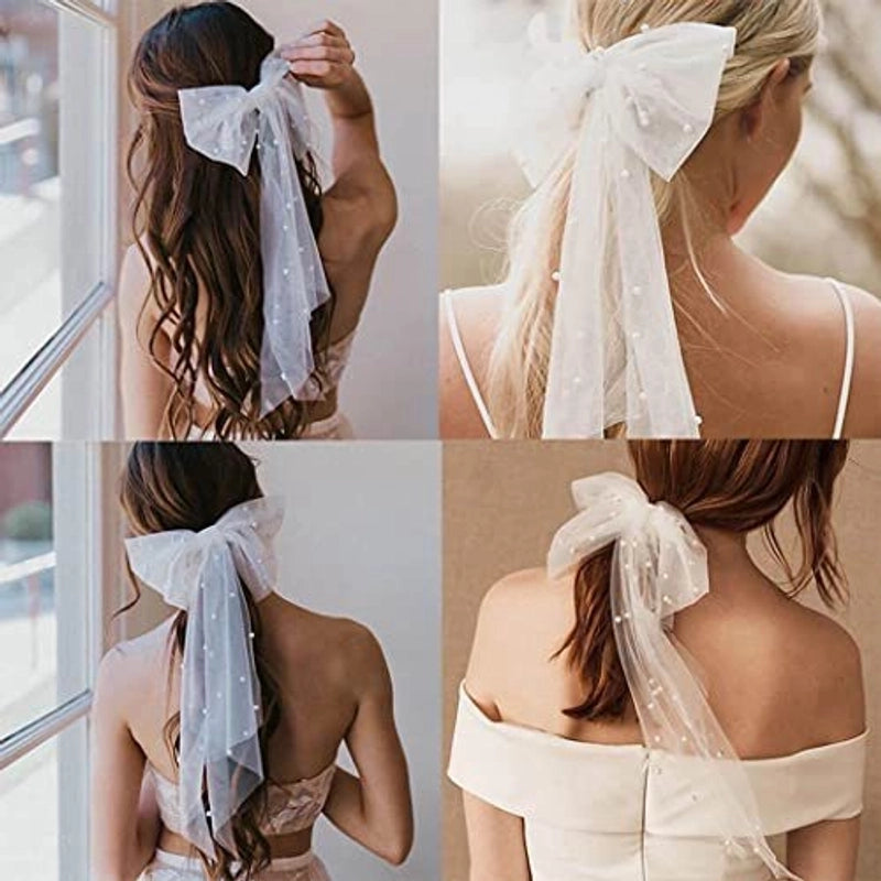 Women’s Casual IG Style Bow Knot Pearl Birdcage Veils