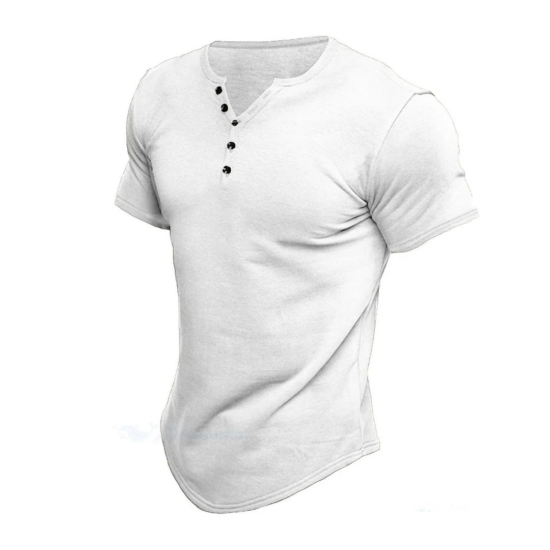 Casual Solid Color Basic Henley Collar T-Shirt