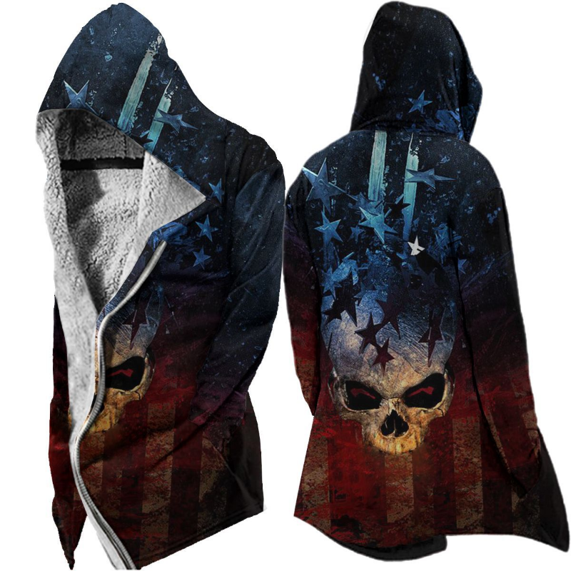 Woolen Stand Collar Medium Length Pocket Printed Casual Coat