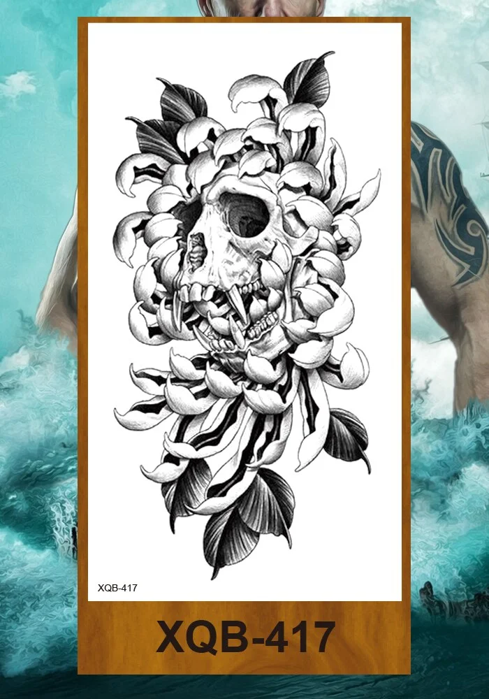 Hot Sale Temporary Tattoos Stickers Night Demon Sword Snake Men Women Girl Flower Arm Body Leg Chest Fake Tatoo Waterproof DIY