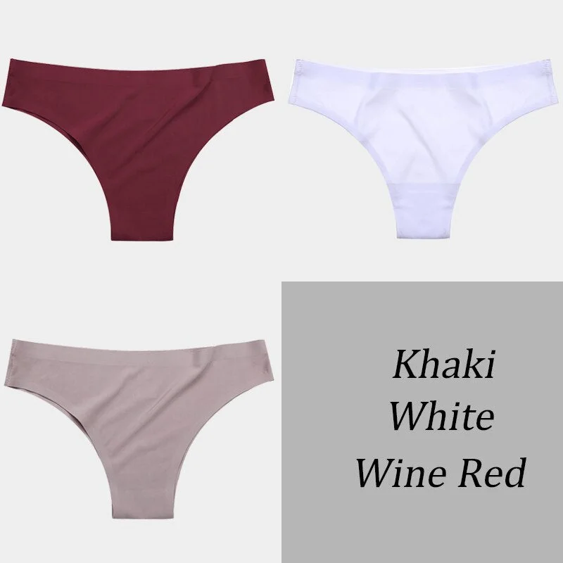 3PCS/Set Women Seamless Panties Sexy Underwear Invisible Lingerie Breathable Briefs Ice Silk Ultra-thin Intimate Underpants M-XL