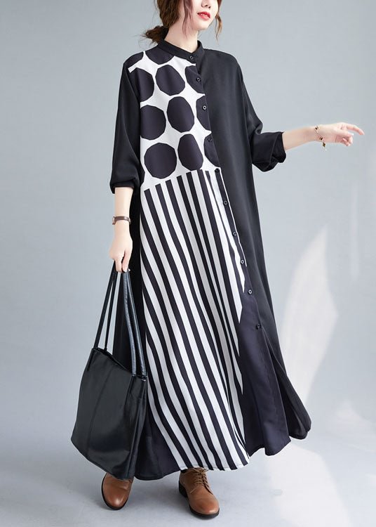 Boutique Black Print Patchwork Vacation Dresses Spring CK601- Fabulory