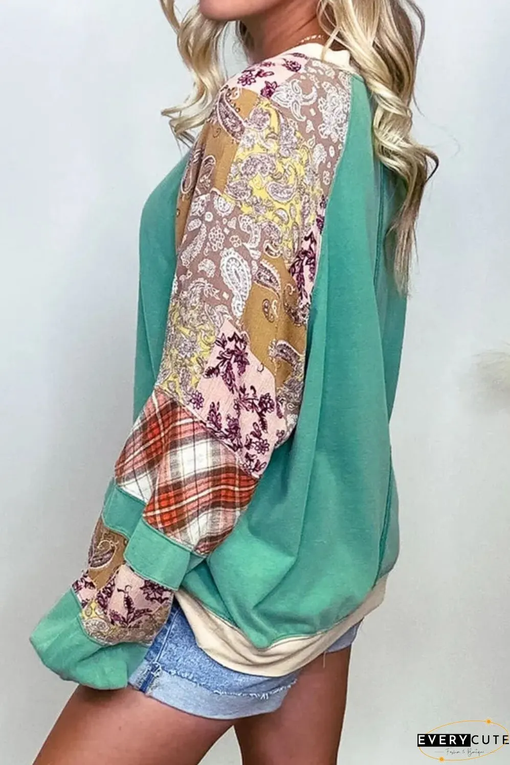 Plus Size Printed Raglan Sleeve Sweatshirt