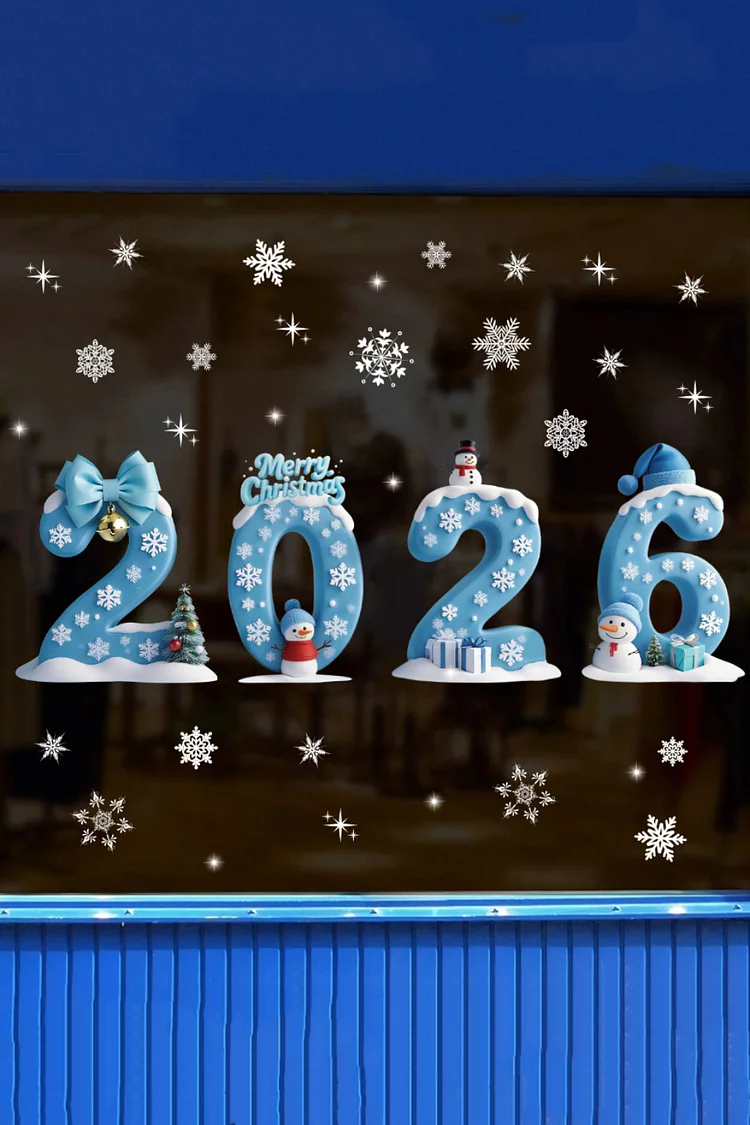 Christmas Festive Number Snowflake Snowman 3D Window Stickers Decoration 2024 - Xpluswear