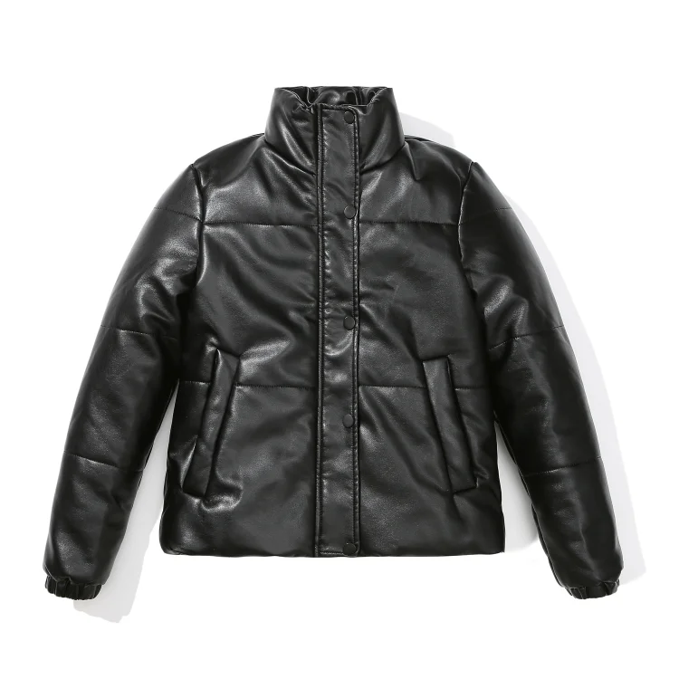 PASUXI Wholesale Autumn Winter Short Design Women's PU Leather Plus Size Coat Female Thickened Padded Clothes Girls Coats huanwei