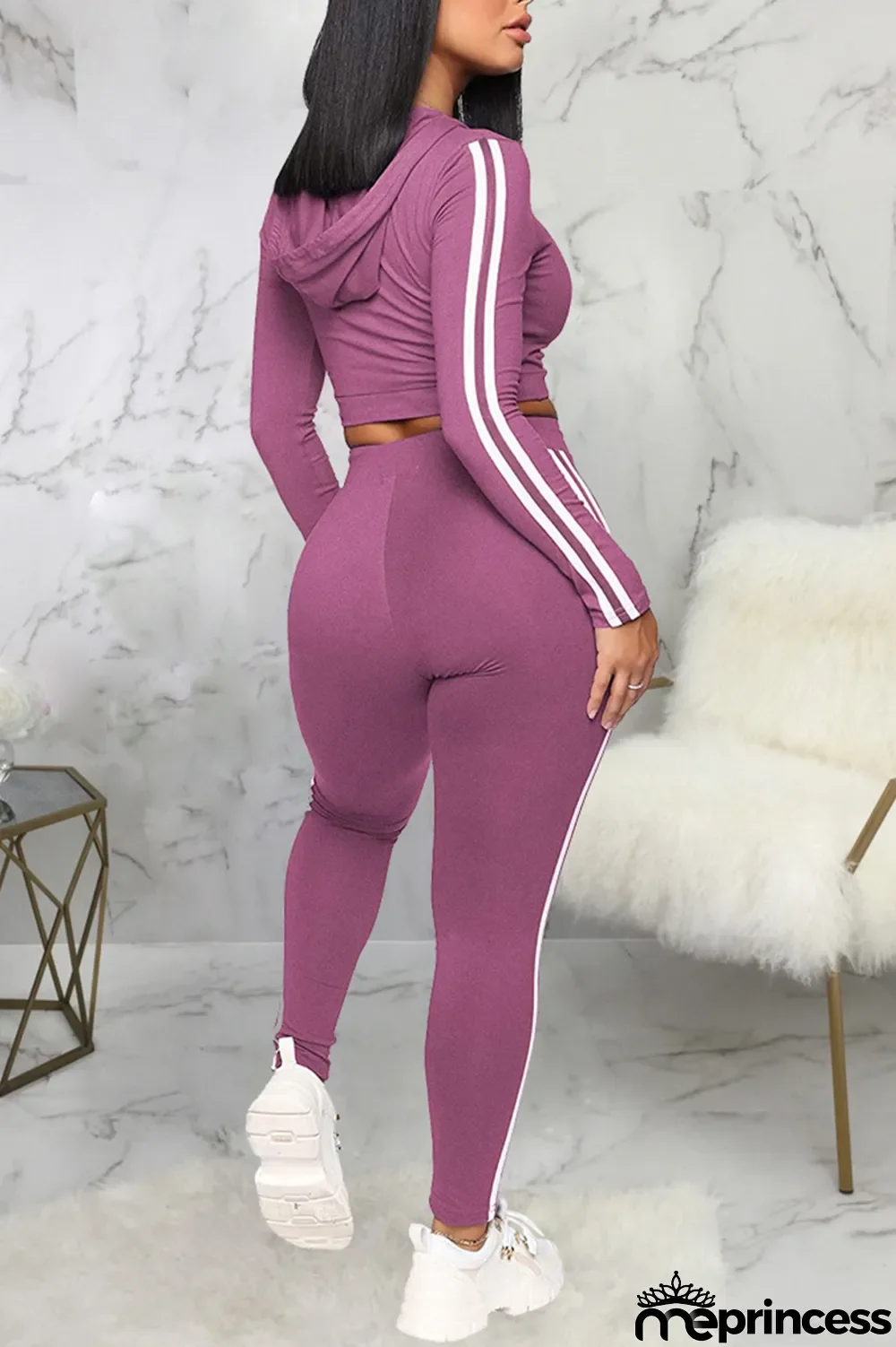 Grey Sexy Solid Split Joint Hooded Collar Long Sleeve Two Pieces