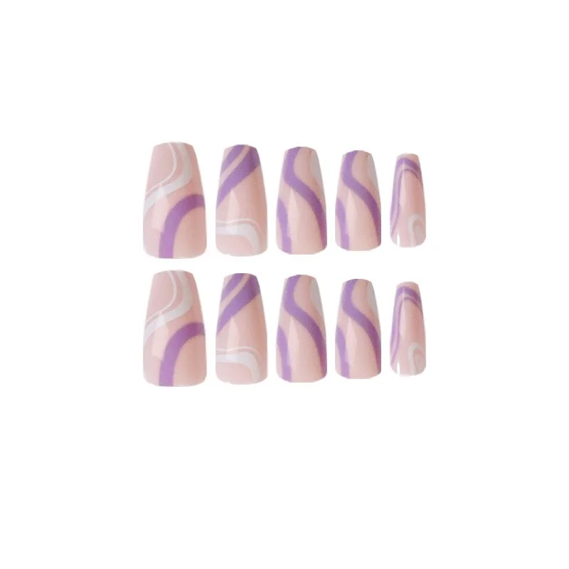 Churchf Blossoms Wearable Nail Art Long Ballet Green False Nails Fashion Detachable Finished Fake Nails Press on Nails with Glue-Nail Inspo