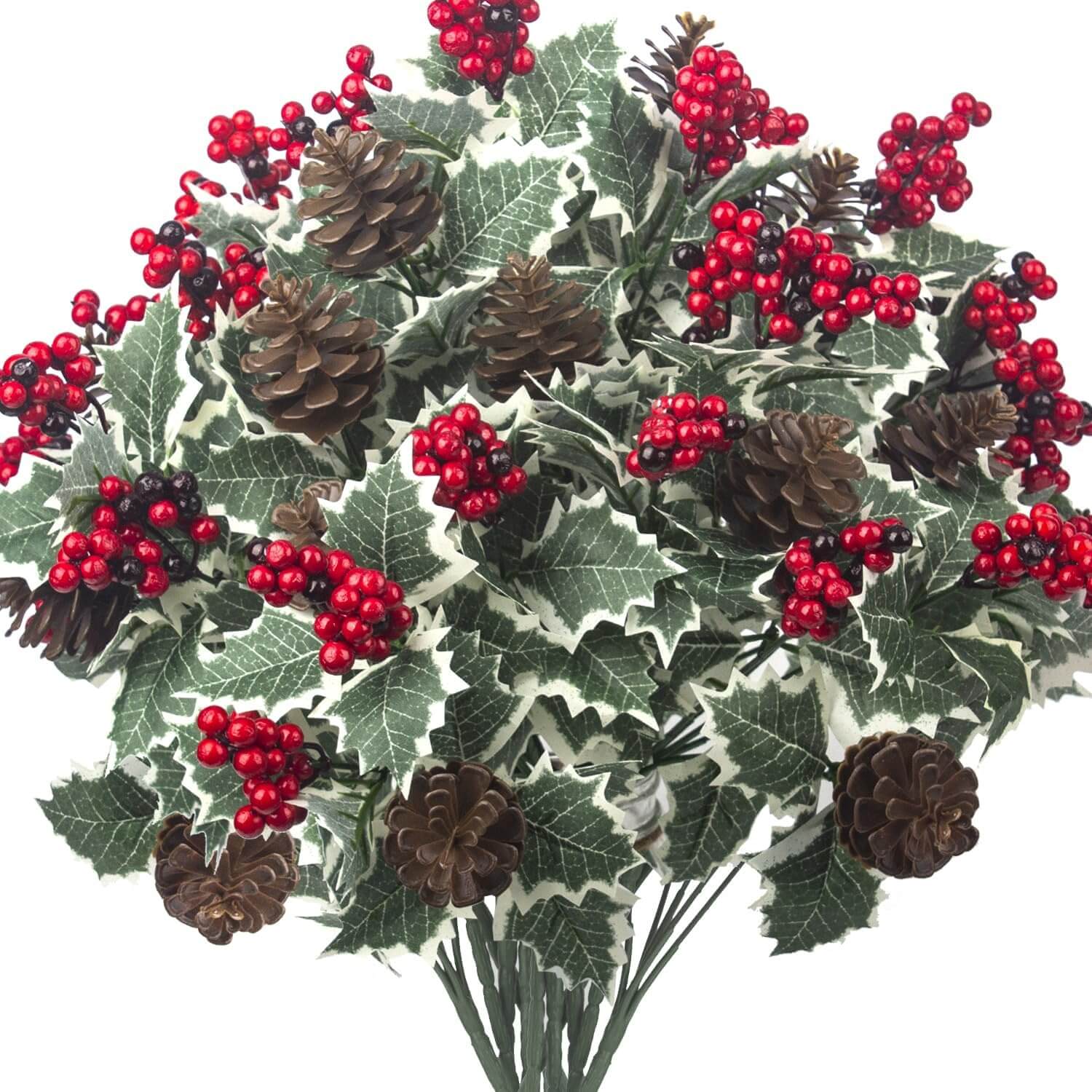 11.8" Artificial Christmas Holly Berries Flowers Decor (8 PCS)