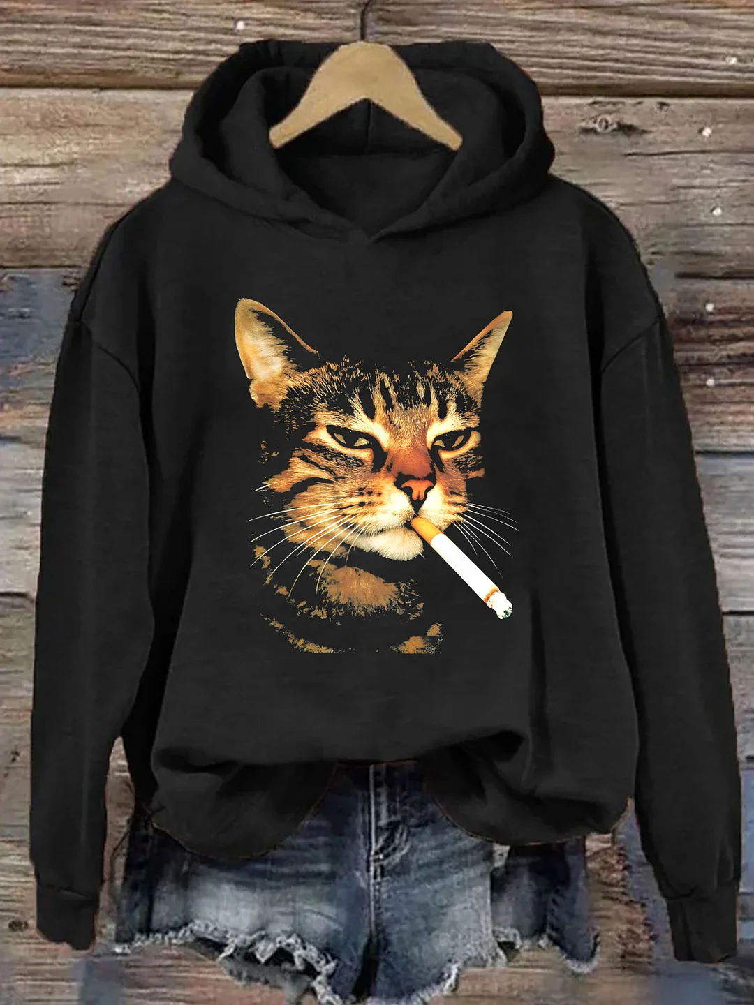 Cat Smoking A Cigarette Hoodie