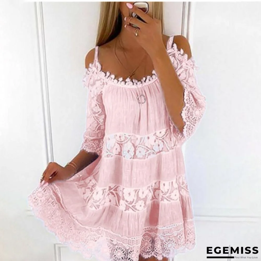 Lace Patchwork Suspender Flower Girdle Casual Solid Loose Dress White Dresses | EGEMISS