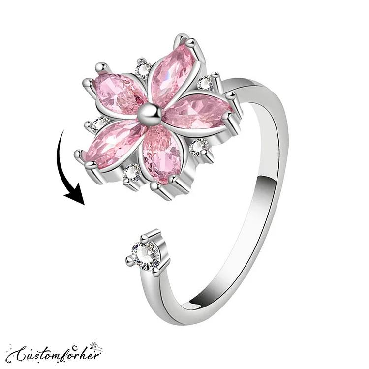 Pink Flower Zircon Turning Ring