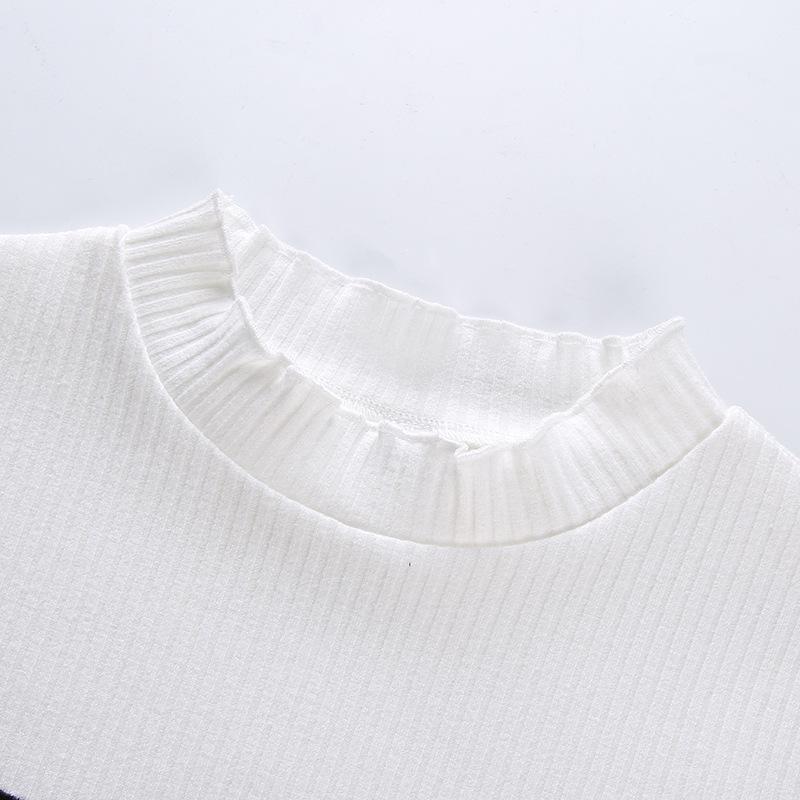Cartoon Eyes Embroidery Ruffle Crop Top Fit T-Shirt