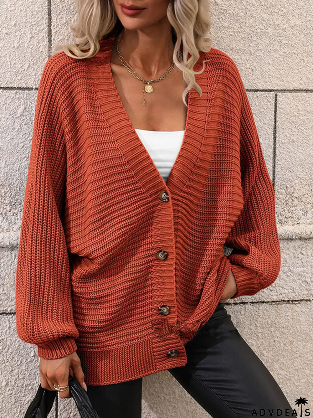 Women'S Sweater Solid Color Knitted Cardigan