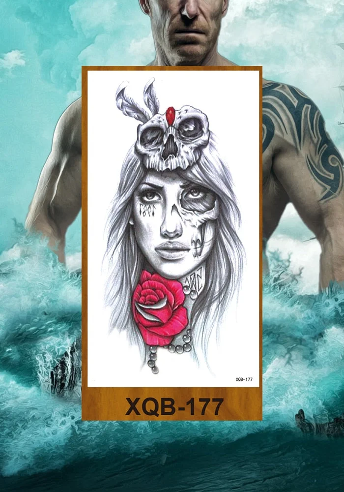 Tattoo Fake Tattoo Body Art Tatoos Large Pirate Ship Anchor Temporary Tattoos For Men Women Adult Rose Flower Pirate Skull Fake