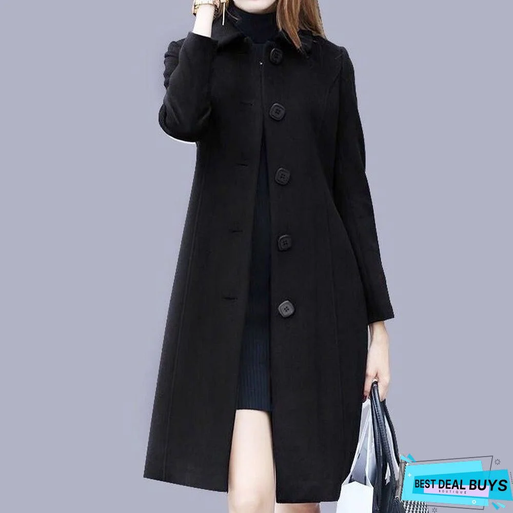 Medium and Large Size Slim Woolen Coat Women