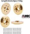 AMK 4pcs RC Brass Wheel Weights, Brass Wheel Hex Hub Adapter for 1.9in / 2.2in Beadlock Wheel Rim 1/10 RC Crawler Car Axial SCX10 Capra TRX4 TRX6 (4pcs 15mm Brass Weights)