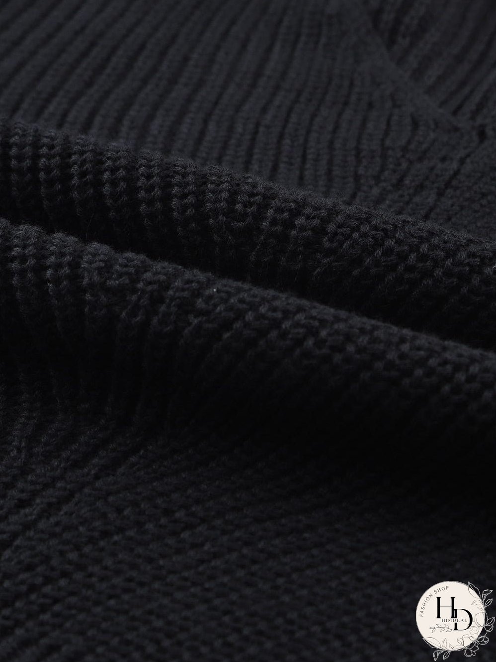 Elegant Black V-Neck Ribbed Knit Sweater
