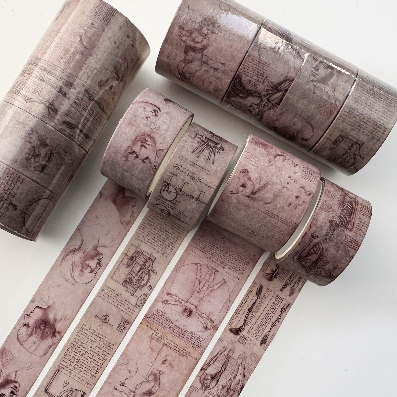 Journalsay 3m/4 Rolls/Set Vintage Art Multi-size Washi Tape Set DIY Junk Journal Scrapbooking Collage Masking Tapes