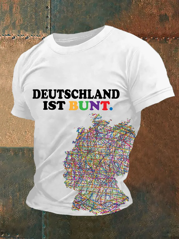 Männer Deutschland Ist Bunt bedrucktes Kurzarm-T-Shirt