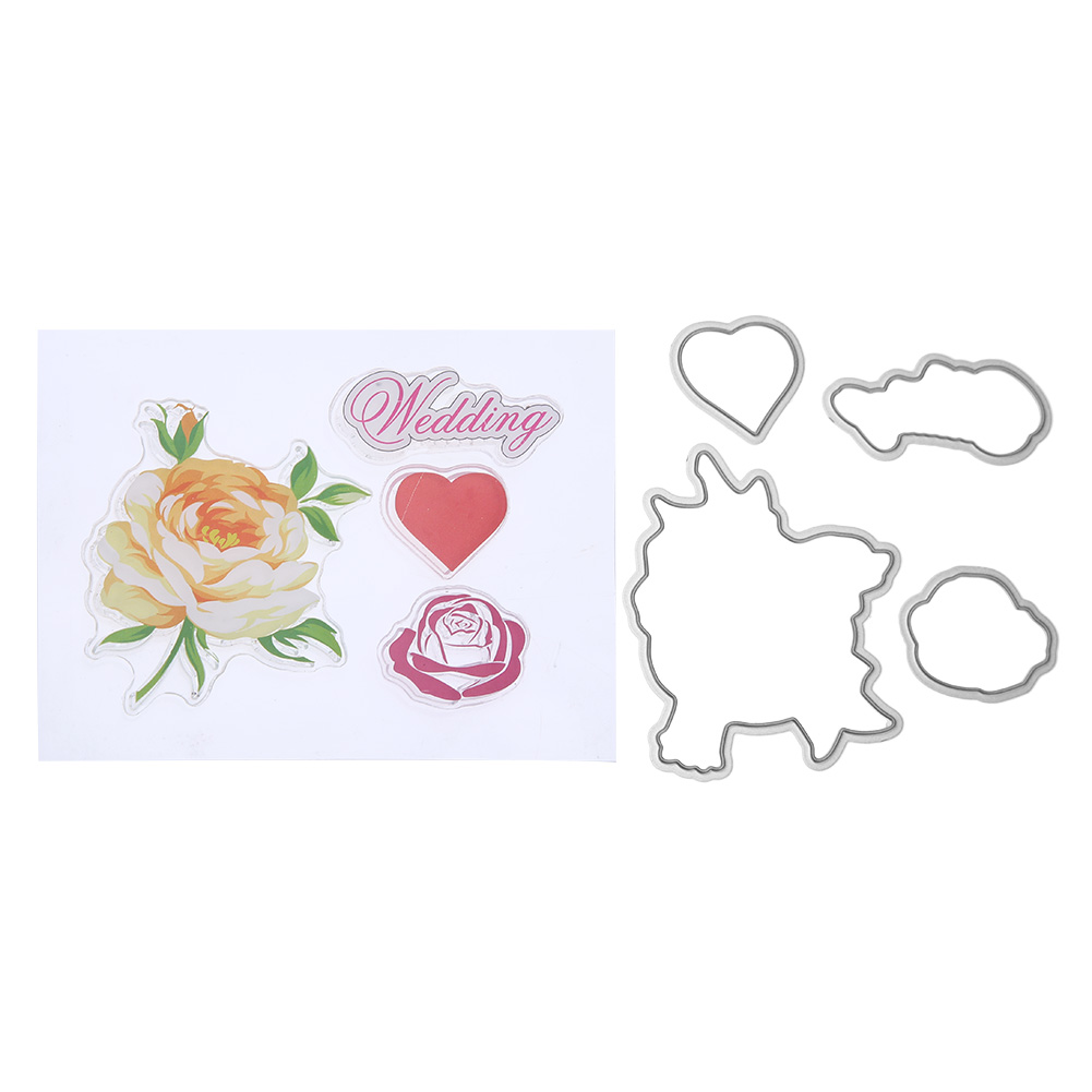 

Silicone Flower Wedding Stamp+Metal Cutting Dies Stencil Frame Scrapbook172882, 501 Original