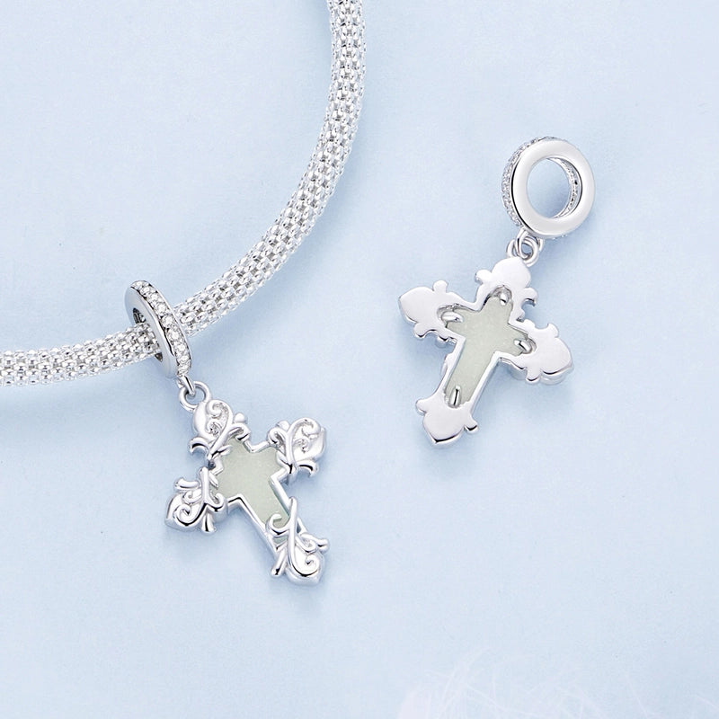1 Piece 28*15mm 925 Sterling Silver Zircon Cross Pendant Beads Jewelry Accessories