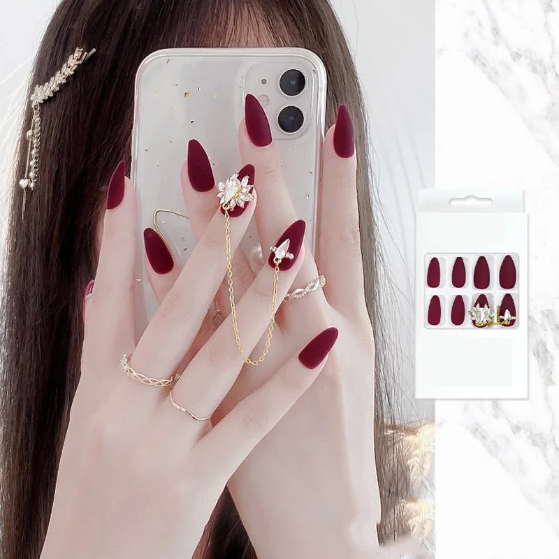 false nails with designs acrylic for nail Imitation Pearl Lace Bowknot press on nails Charming Pre Design fake nails with glue-Nail Inspo