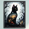 Cat Silhouette Halloween-11CT Stamped Cross Stitch 40*50cm/15.75*19.69in tapestrymarket